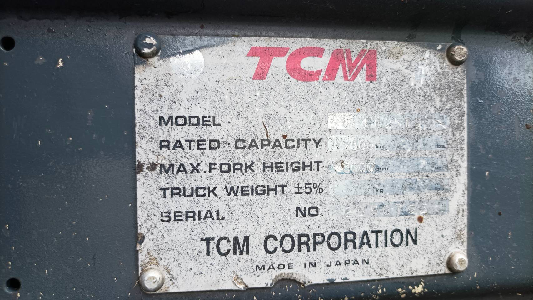 TCM FORKLIFT COUNTER FG25T3-VM300, LPG, 2.5