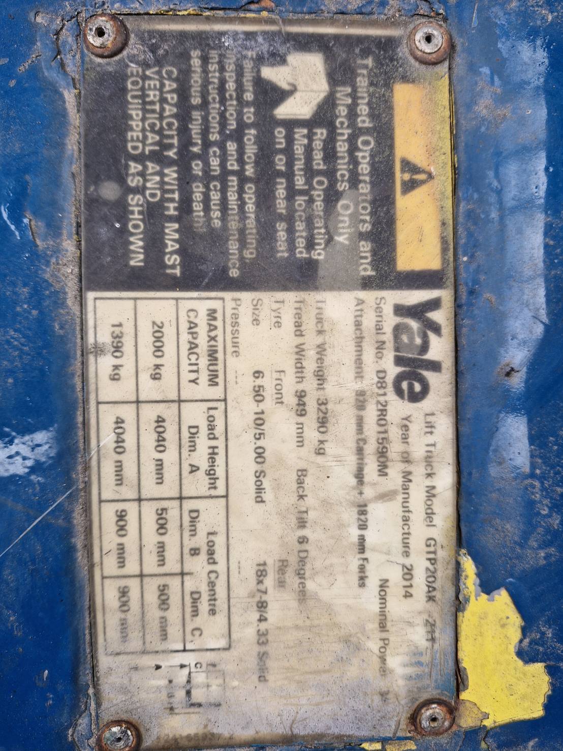 YALE FORKLIFT COUNTER GTP20AK-V400S, LPG, 2.0