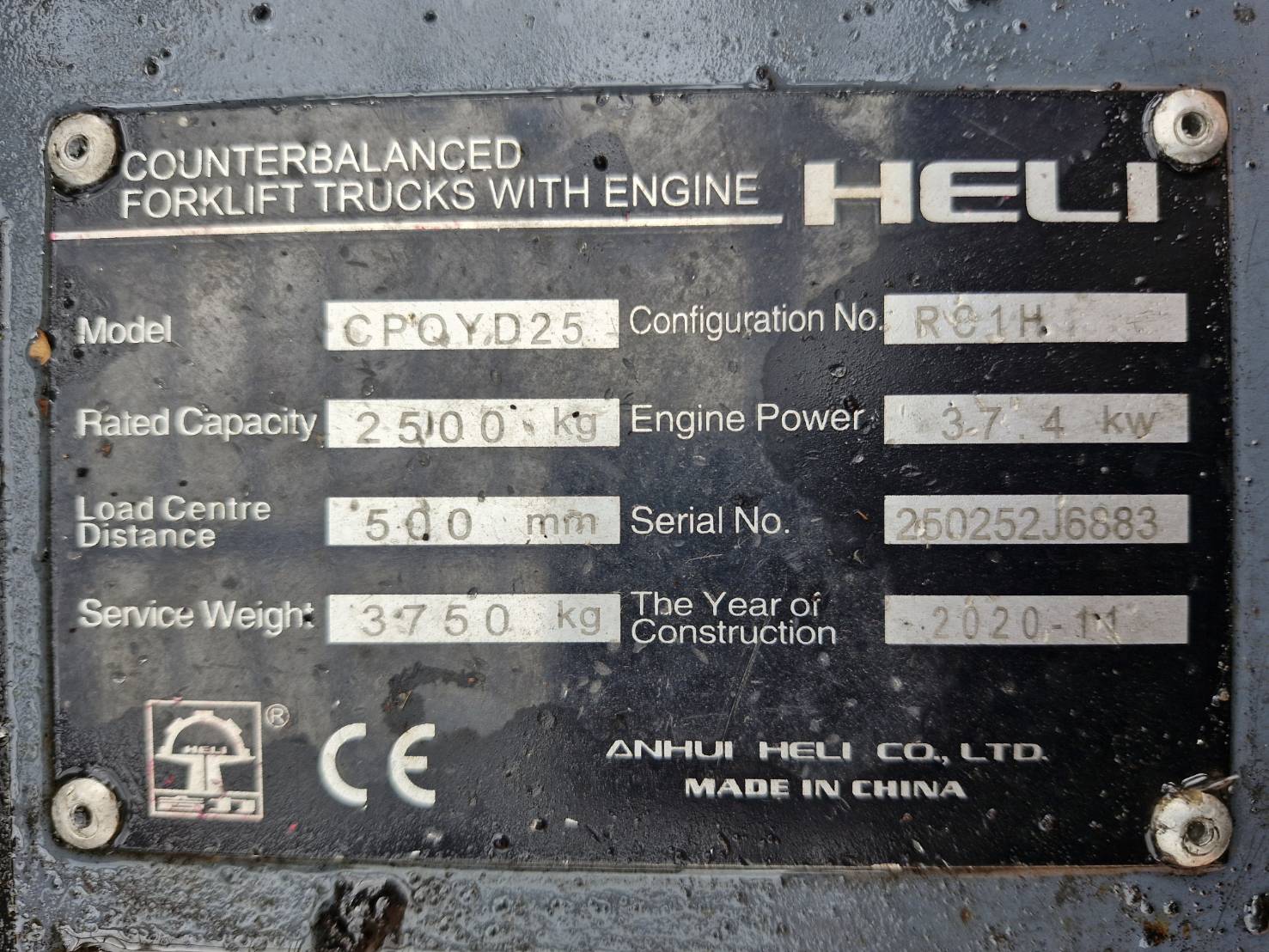 HELI FORKLIFT COUNTER CPQYD25-RC1H-M300, LPG, 2.5