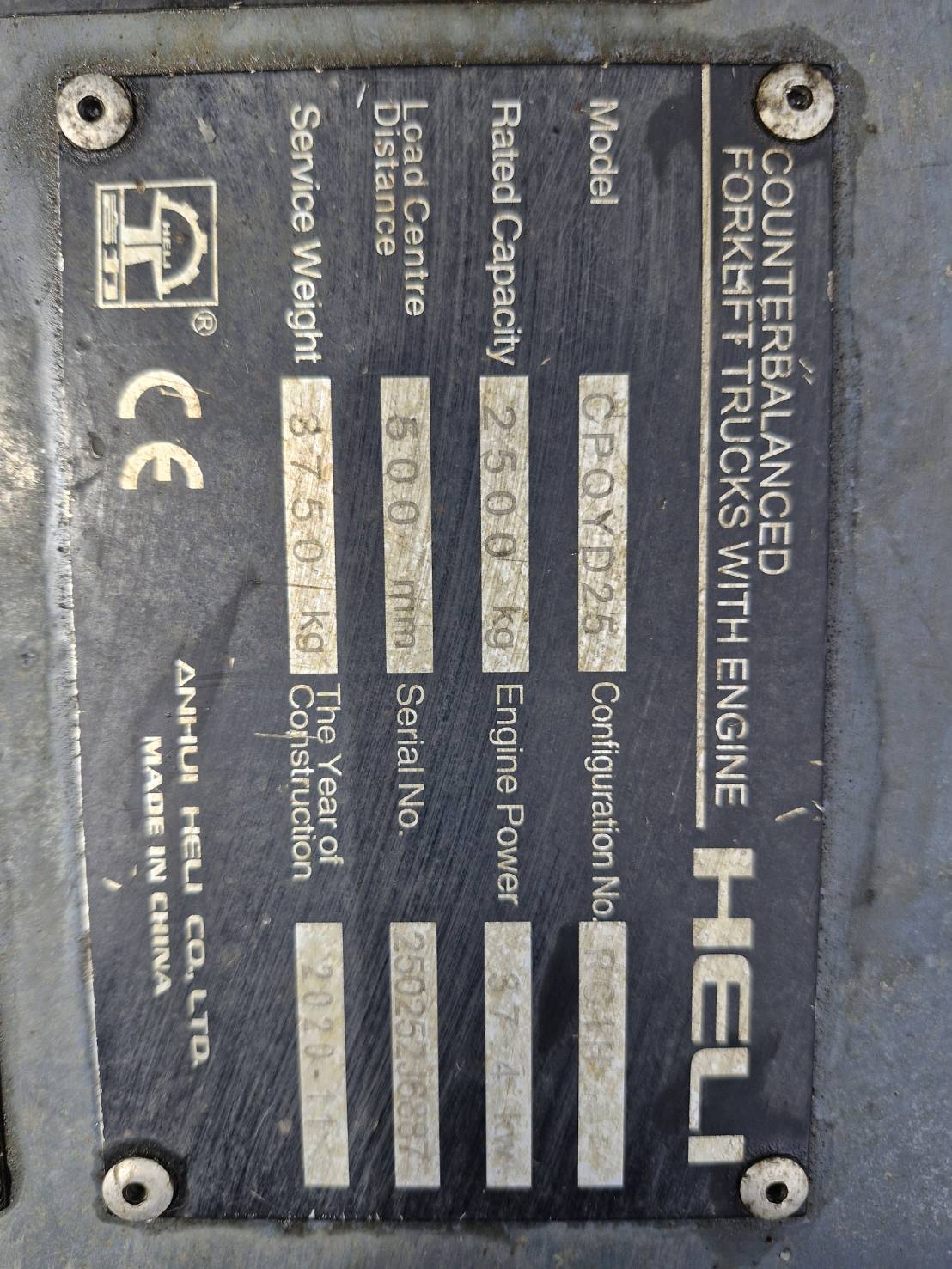 HELI FORKLIFT COUNTER CPQYD25-RC1H-M300, LPG, 2.5