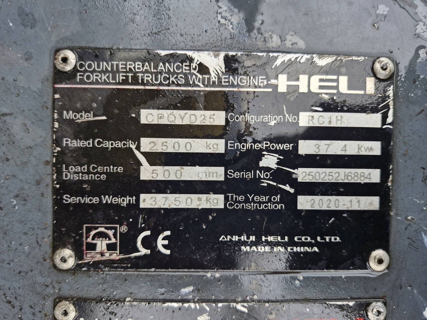 HELI FORKLIFT COUNTER CPQYD25-RC1H-M300, LPG, 2.5