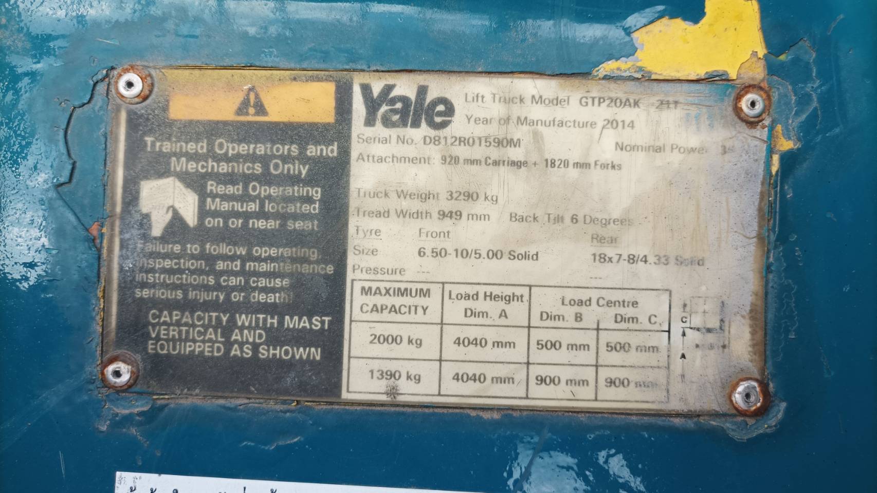 YALE FORKLIFT COUNTER GTP20AK-V400S, LPG, 2.0