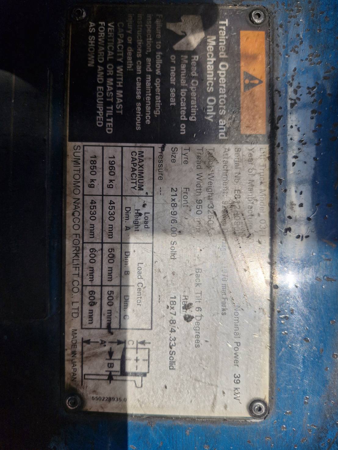 SUMITOMO FORKLIFT COUNTER 03FL20PAXIII-ALE-V300, LPG, 2.0