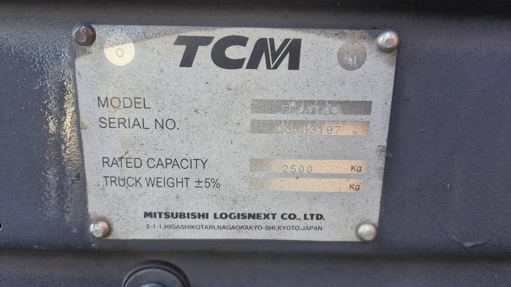 TCM FORKLIFT COUNTER FD25T3Z-VM300, DIESEL, 2.5